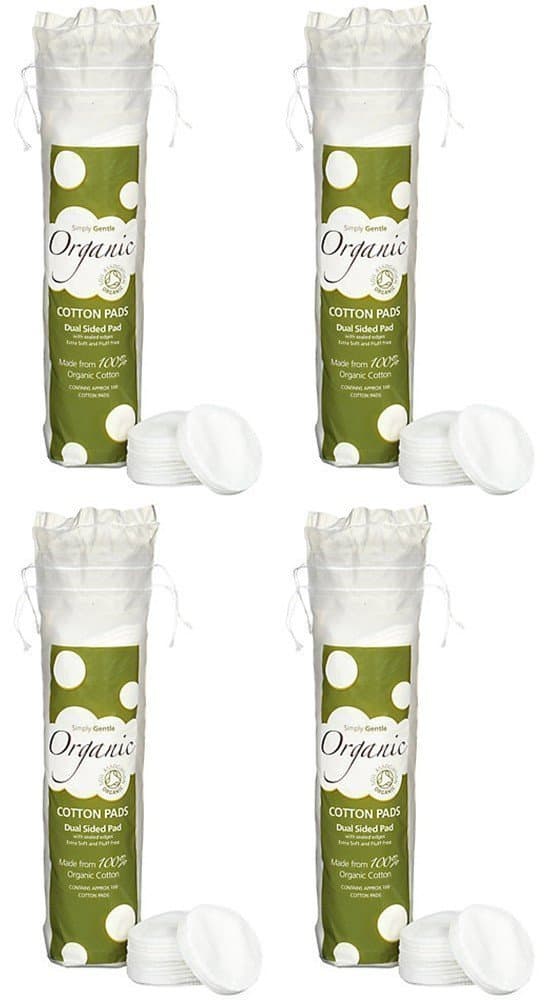 Organic Cotton Pads, 4 Pack (4 x 100 Pads)