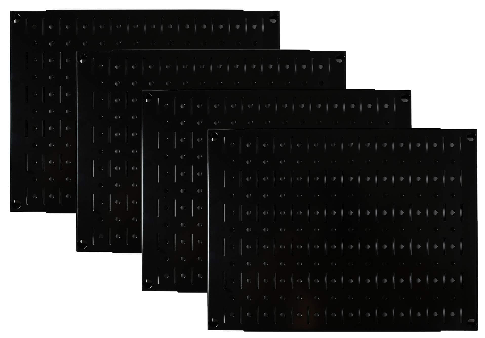 Wall Control Pegboard Wall Organizer Tiles Modular Black Metal Pegboard Tiling Set - Four 12-Inch Tall x 16-Inch Wide Peg Board Panel Wall Storage Tiles - Easy to Install (Black)