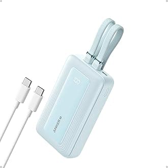 Anker Zolo Power Bank, 10,000mAh 30W Max Fast Portable Charger with Built-in USB-C and MFi Certified Lightning Cables, USB-C&A, Battery Pack for iPhone 16/15 Series, MacBook, Galaxy