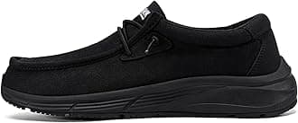 LARNMERN Men Non Slip Shoes Work Slip On Food Service Slip Resistant Shoe Kitchen Chef Loafers Boat Canvas Casual Walking Black