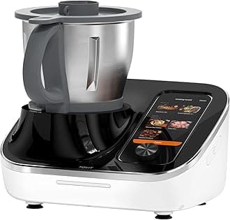 Omni Cook Robot, All-in-1 Multi-Cooker, 35℃-180℃, 7" Touchscreen 3000+ Guided Recipes, Slow Cooker, Chopper, Steamer, Juicer, Blender, Boil, Sous-Vide, Knead, Weigh, 2.2L, Black