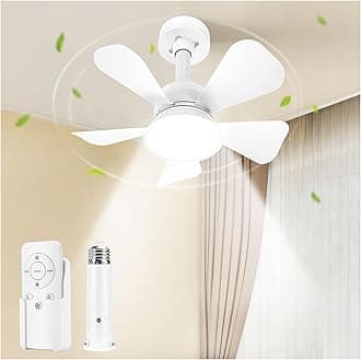 Ceiling Fans with Lights and Remote, Quiet Ceiling Fans with 5 Blades, 3 Color LED Dimmable, Low Profile Ceiling Fan with Light for Bedroom, Garage, Kitchen, Living Room, Patio
