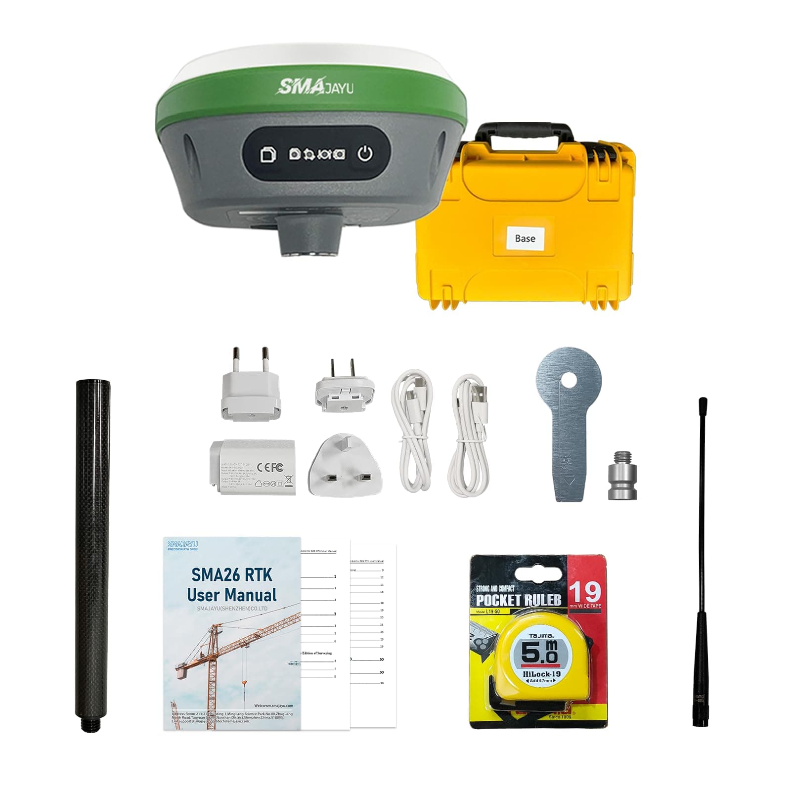 SMA26 Pro GNSS Base Receiver RTK Surveying System, Work as Base Station for Drones, 4G/WiFi/Bluetooth, 32GB 10000mAh, IP67 Waterproof, Ideal for Land, Construction, and Forestry Survey(exclude tripod)