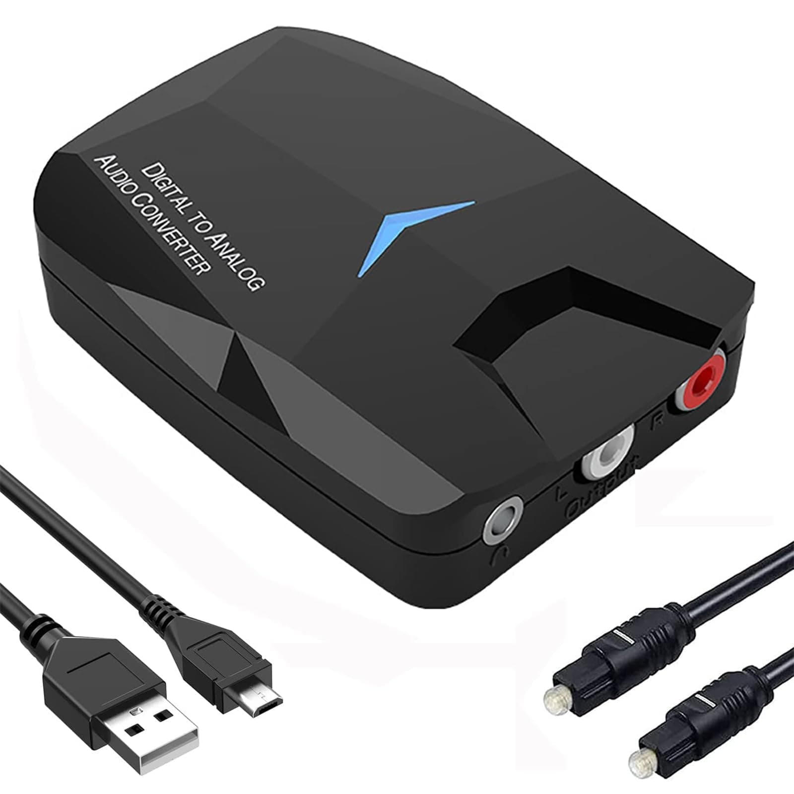 Xspring Digital to Analog Audio Converter, Optical Coaxial Bluetooth Digital Audio to Stereo Analog Rca and 3.5mm, HD Bluetooth Music Audio Adapter, Bluetooth 5.0 Audio Receiver for Home Stereo Rca