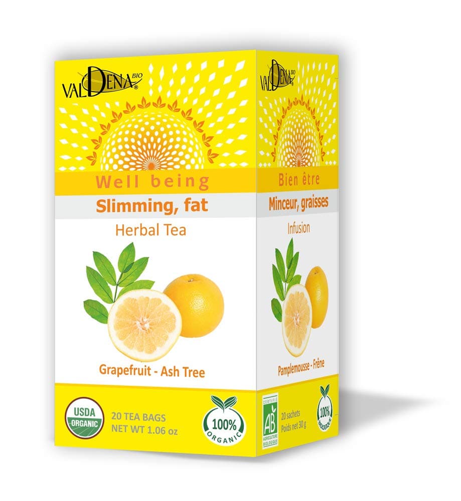 Valdena Bio Grapefruit, Focus & Ash Tree Herbal Tea Blend for Weight Loss, 20 Individual Herbal Tea Bags, Pack of 3, 60 Herbal Tea Bags in Total