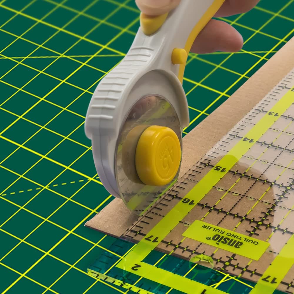 ANSIO Craft Cutting Mat Self Healing A3 Double Sided 5 Layers - Quilting, Sewing, Scrapbooking, Fabric & Papercraft - Imperial/Metric 17 Inch x 11 Inch / 42cm x 27cm - Green/Green