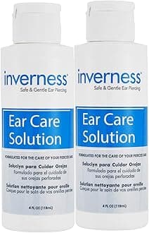 INVERNESS After Piercing Ear Care Solution 4 Oz 2-Pack – Gentle Piercing Care For Newly Pierced Ears