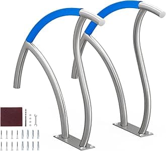 VEVOR Pool Handrail, 2 PCS 30x30 in Railing, Stainless Steel with Base Plate for Indoor/Outdoor, Safety Railing for Decks, Rust-Proof Grab Bar w/Grip Cover & Accessories for Spas