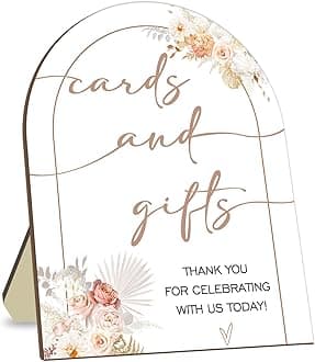 Floral Decor Cards and Gift Sign, Thank You for Your Gift and Well Wishes Sign, Bridal Shower Favors, Baby Shower Party Decor Supplies with Stand 9 * 11IN