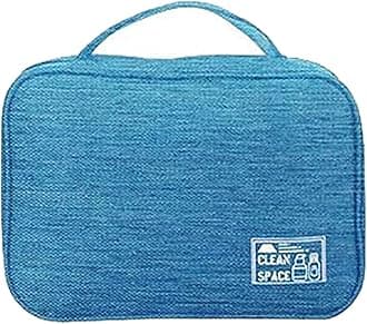 Travel Cosmetic Bag for Men, Hanging Toiletry Bag with Hanging Hook, Waterproof Makeup Cosmetic Bag Travel Organizer for Accessories, Shampoo (Light Blue)