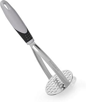 Heavy Duty Potato Masher, Stainless Steel Integrated Masher Kitchen Tool & Food Masher/Potato Smasher with Non-slip Handle, Perfect for Bean, Vegetable, Fruits, Avocado, Meat