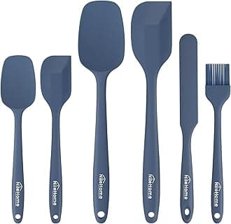 Silicone Spatula Set, 6 Packs Food Grade Kitchen Utensils with Silicone Brush Heat Resistant Dishwasher Safe BPA-Free Rubber Spatula for Scraping, Baking, Cooking, Mixing, Haze Blue