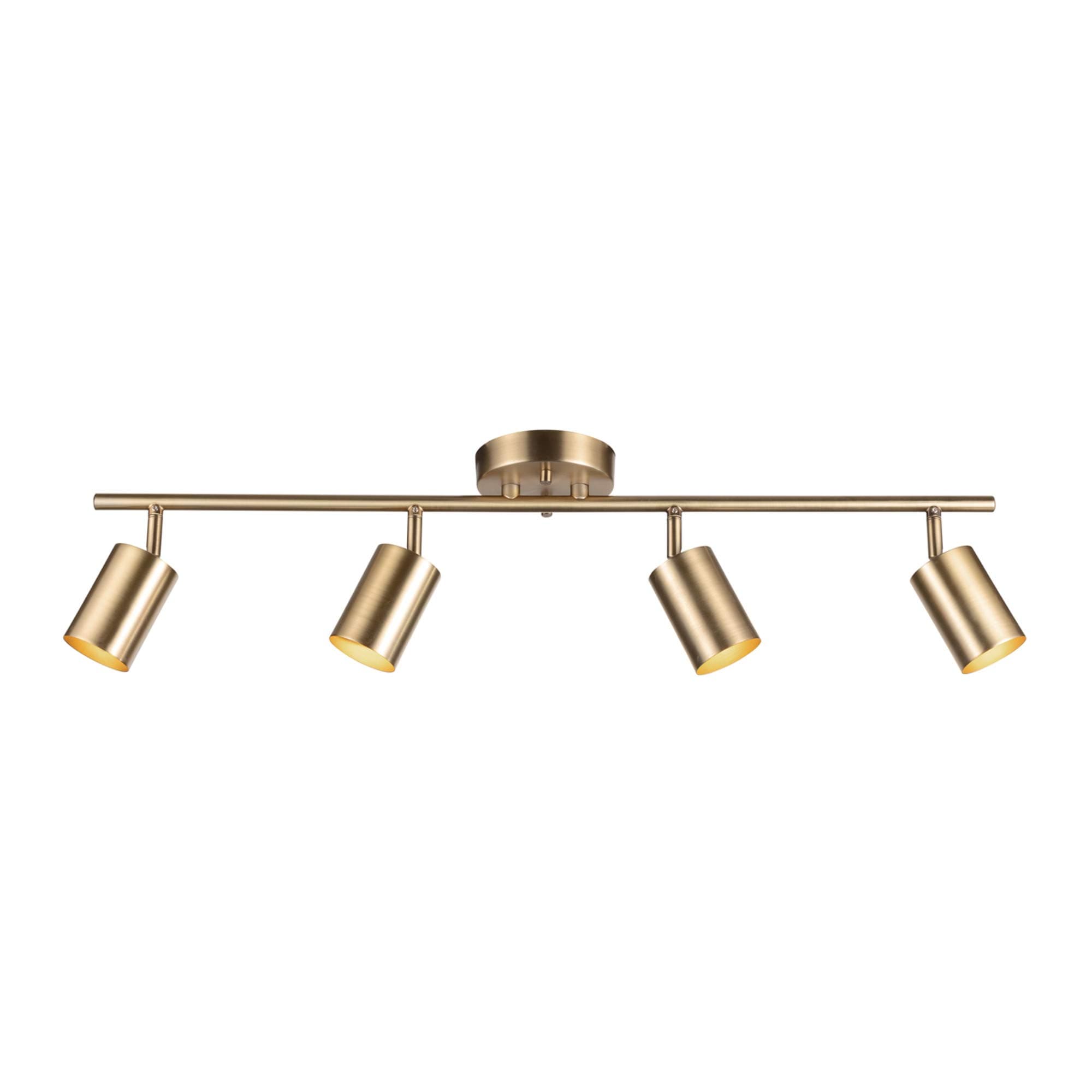Globe Electric Pratt 4 Light Track Light, Matt Brass, Gold