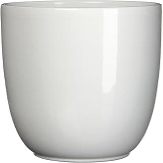 MICA Decorations 144690 Tusca Round Pot, White - H 25 x D 28 cm