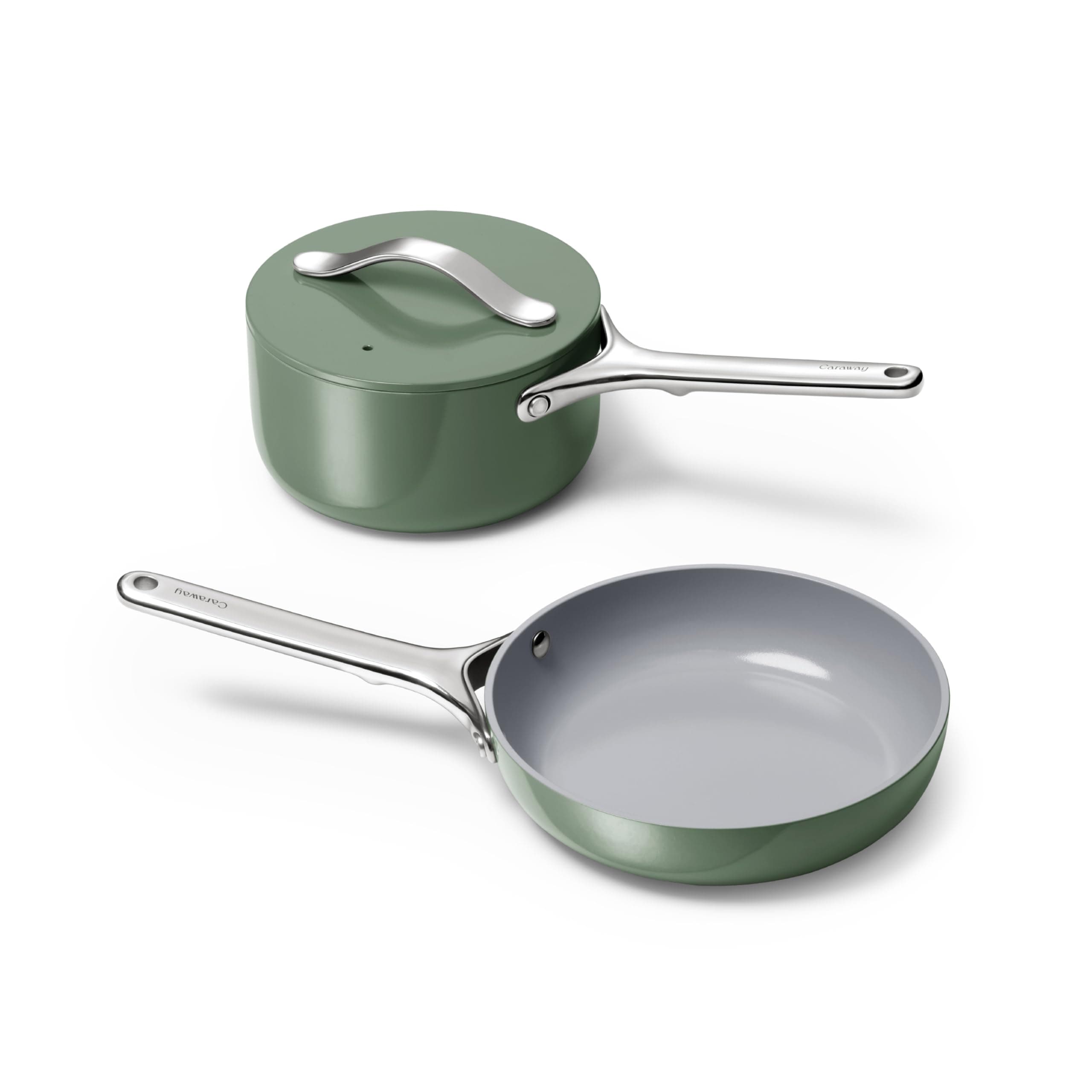 Mini Duo - Non-Stick Ceramic Mini Fry Pan (1.05 qt, 8") & Mini Sauce Pan (1.75 qt) - Non Toxic, PTFE & PFOA Free - Oven Safe & Stovetop Agnostic (Gas, Electric & Induction) - Sage