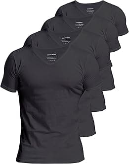 Comfneat Men's 4 or 6-Pack Undershirts 100% Cotton Comfy V-Neck T-Shirts