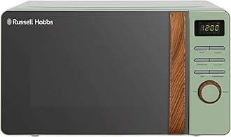 Russell Hobbs RHMD714MG-N 17 Litre Matt Green Digital Microwave with Wood Effect handle and dials'