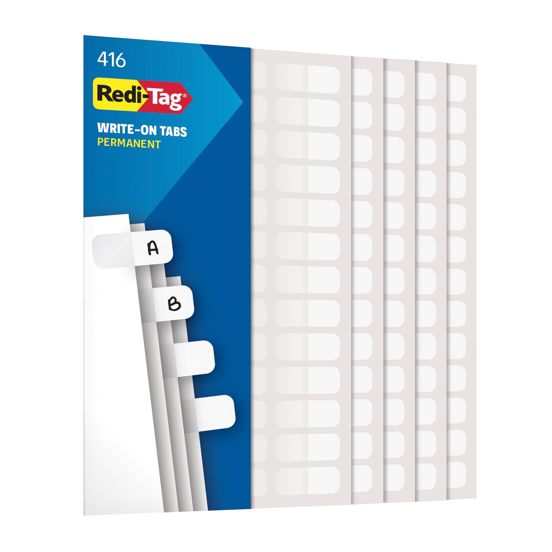 Redi-Tag, RTG31010, Permanent Stick Write-On Index Tabs, 416 / Pack, White, (Pack of 1)