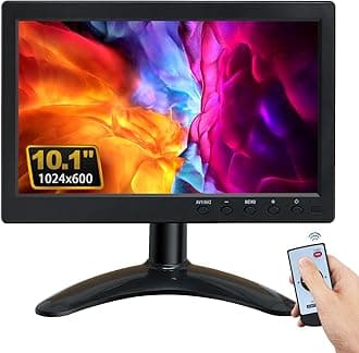 Security Monitor 10.1" FHD CCTV PC Monitor with VGA HDMI BNC AV USB Input Built-in Speaker 178 Wide Angle for Raspberry Pi Game Computer