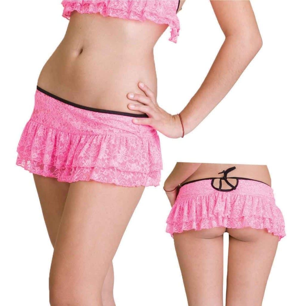 Womens/Juniors Lace MICRO-MINI SKIRT- Pink