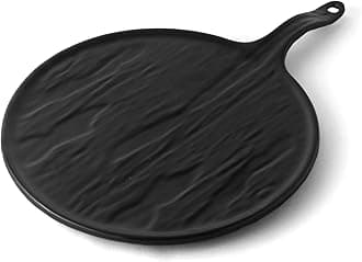 TAGROCK Melamine Pizza Serving Platter, Tray | Elegant Black Pizza Bat - Set of 2, Black
