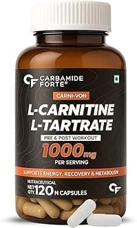 Carbamide Forte L carnitine Tablets For Men & Women | L-Carnitine Supplement To Support Energy, Recovery & Metobolism | L Carnitine L tartrate 1000mg Helps Convert Fat Into Energy - 120 Capsules