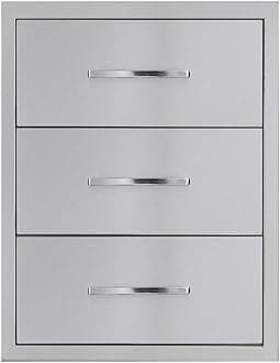 18" W x 24" H x 23" D Stainless Steel Outdoor Kitchen Drawers BBQ Drawer Triple Access Drawers Flush Mount for Outdoor Kitchens Or BBQ Island