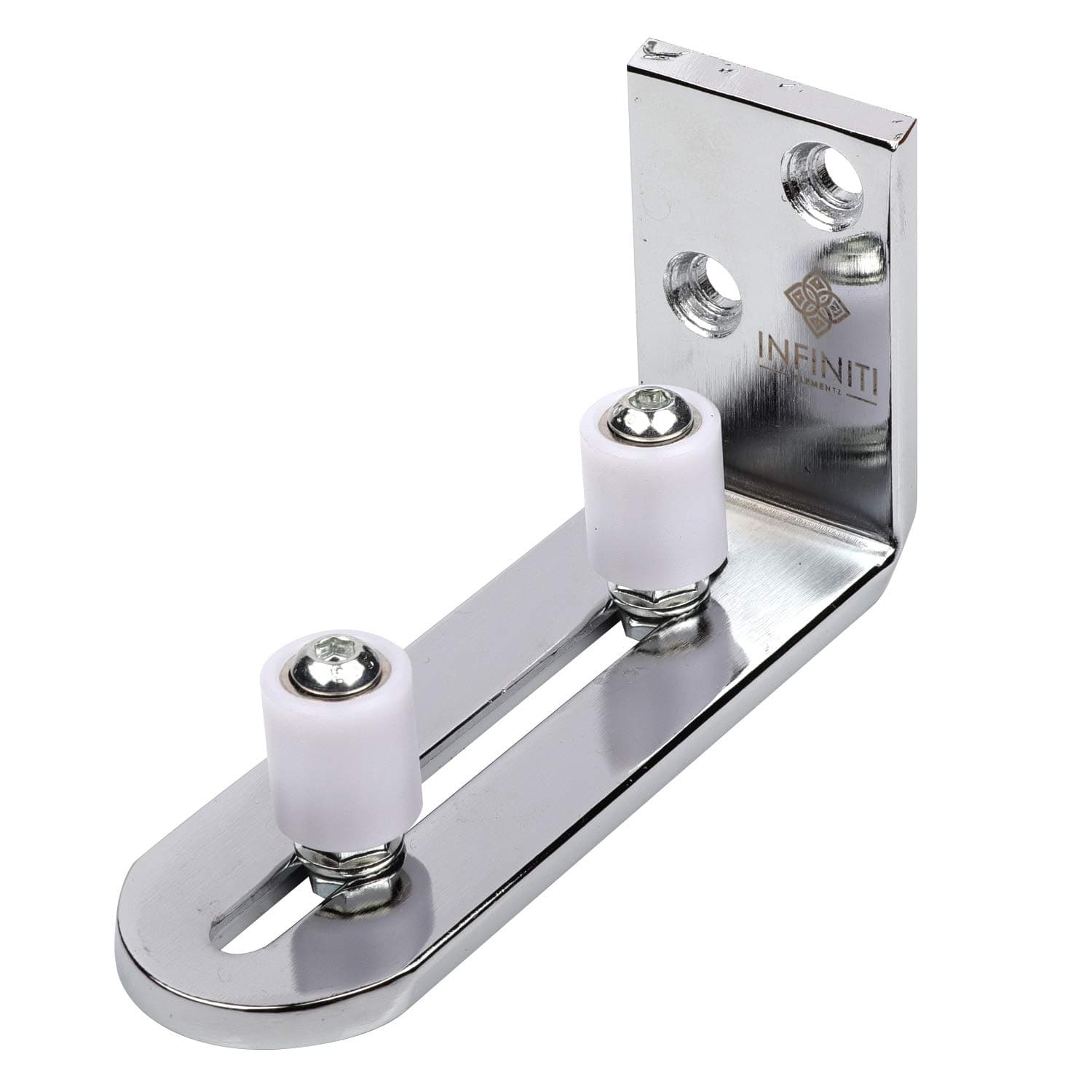 NEW IMPROVED DESIGN!!! Barn Door Floor Guide | SMOOTH AS BUTTER BEARINGS!!! | Stay Roller Sliding Adjustable by Infiniti Elementz | Unique Guide Flush With Floor | Durable Steel Frame (Silver)
