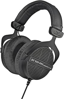 - DT 990 PRO, 250 Ohm, Open Back, Over Ear, Wired Professional Studio Headphones, Mixing, Music Production, Editing, Audiophile, 3m Coiled Cable, Black with Black Velour Ear Pads