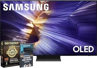 Samsung 77 inch OLED 4K S90F Smart TV (2025) Vision AI, OLED HDR+ Bundle with CPS Exclusive 1-Year Protection & Deco Gear Complete Home Theater Beginner's Guidebook