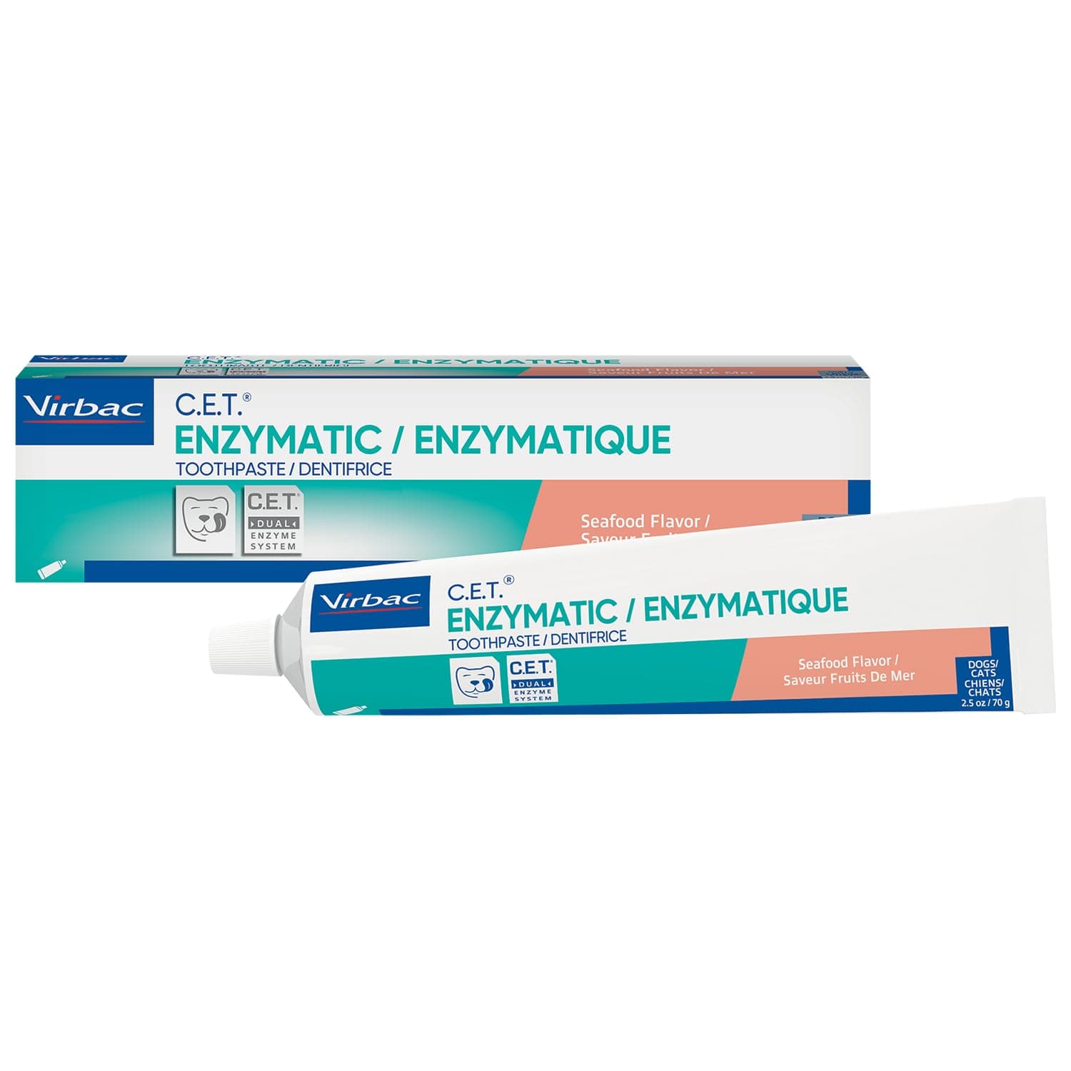 Virbac C.E.T.® Enzymatic Toothpaste| Tartar & Plaque Control for Fresh Breath | Pet Dental Care Toothpaste |Seafood Flavor, 2.5 oz
