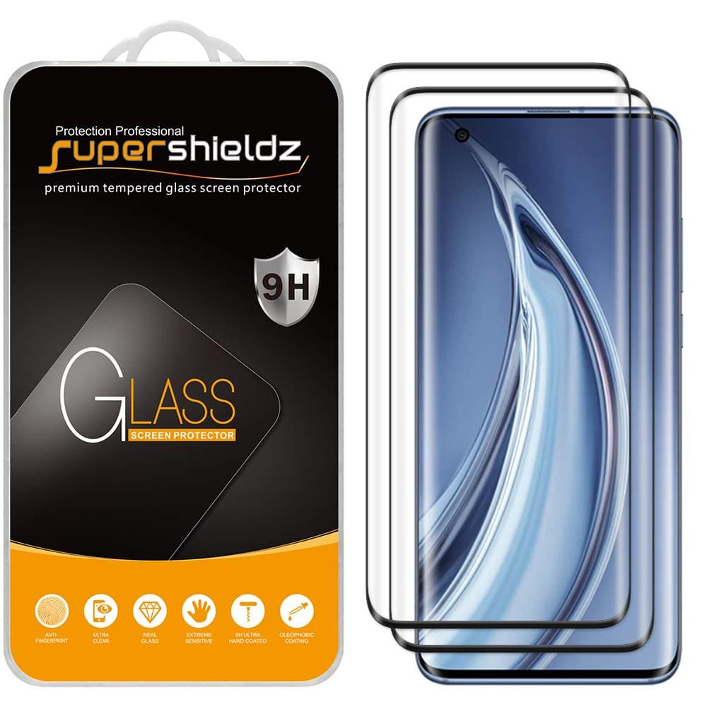 (2 Pack) Supershieldz Designed for Xiaomi Mi 10 Pro Tempered Glass Screen Protector, (Full Screen Coverage) Anti Scratch, Bubble Free (Black)