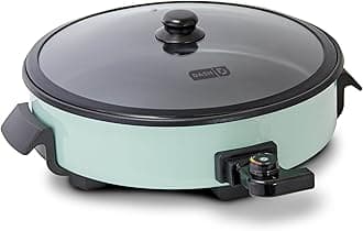 Dash Family Size Skillet - Electric Skillet for Multi-Purpose Cooking - Nonstick Cooking Surface - Tempered Glass Lid & Cool-Touch Handles - 6-Quart Capacity, Makes 24 Cups - 14", Aqua