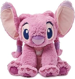 Official Angel Medium Soft Toy for Kids - Cuddly Character with Fuzzy Texture & Embroidered Details - Flexible Floppy Ears - Disney Plushy Suitable for All Ages