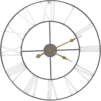 Sorbus Large Wall Clock for Living Room Decor, (60CM) 24 Inch Wall Clock Decorative, Metal Analog Roman Numeral Wall Clock Modern Wall Clocks - Large Clock Home Decor (White)