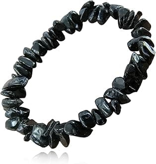 Natural Raw Gemstone Bracelets, Natural Crystal Chip Bead Bracelet, Healing Stone Beaded Bracelets for Women Men Girls Gifts (Obsidian)