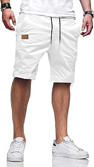 Mens Casual Shorts - Cotton Drawstring Summer Beach Stretch Twill Chino Golf Shorts