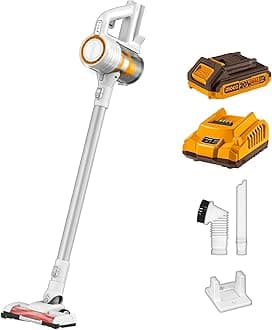 Ingco 20V Cordless Handheld Stick Vacuum Cleaner Lightweight 120W/ 9Kpa 35 Mins Runtime with 1Pcs 2.0Ah Battery And Charger CVLI2006