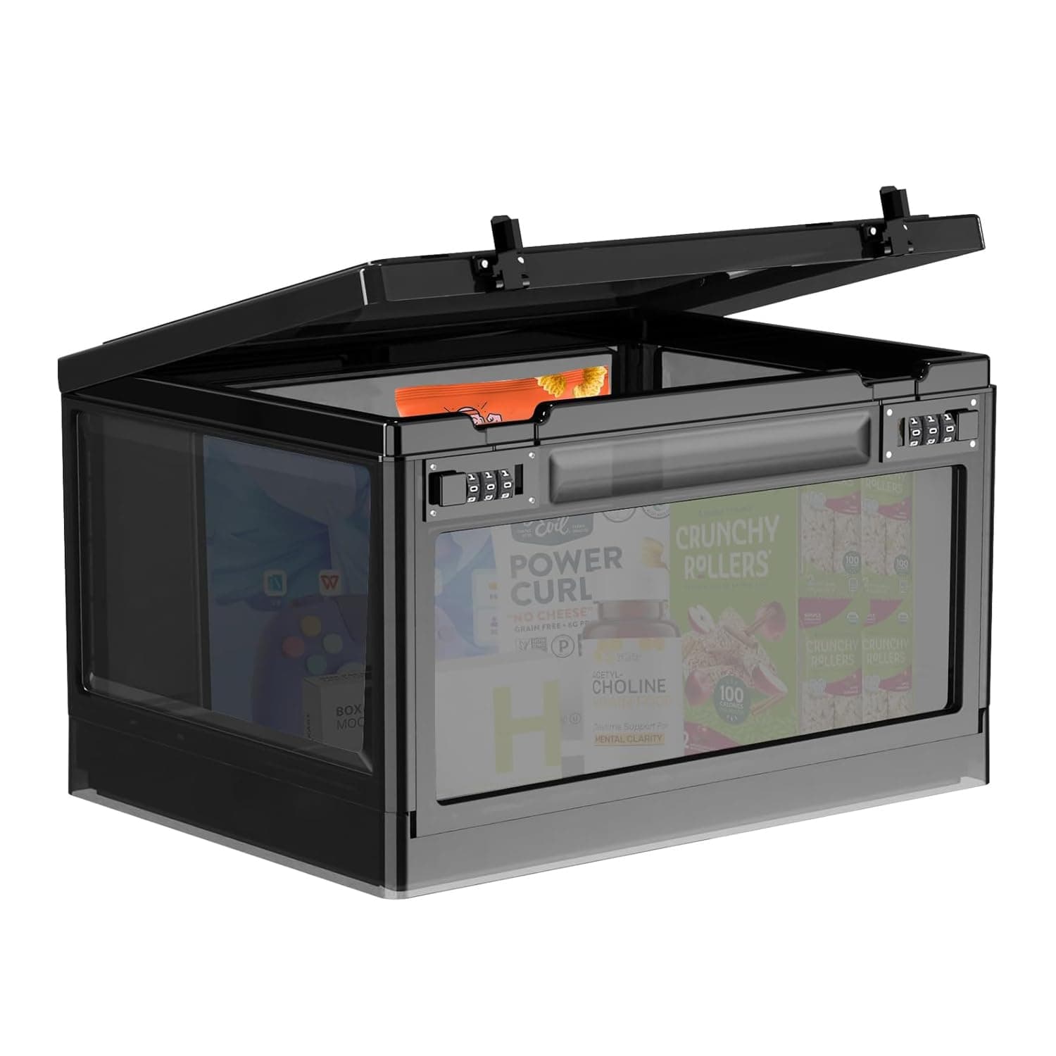 Large Medicine Lock Box for Safe Medication,24 Litre Lockable Storage Box with 3 Combination Code Stackable Medication Lock Box,Storage Box with Lock for Personal Items/Electronic/Snack/Fridge/Office