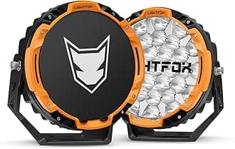 LIGHTFOX 2 PCs 9 Inch LED Driving Light Round, 22,912LM Spot Light Built-In DRL with Protective Covers & Colour Rings, Adjustable Angle with Wiring Harness, IP68 for Offroad Jeep Wrangler Truck Pickup