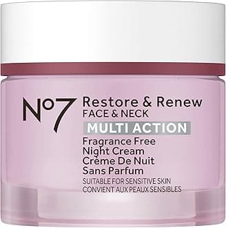 No7 Restore & Renew Multi Action Face & Neck Night Cream - Collagen Peptide Anti Aging Face Cream - Hydrating Hyaluronic Acid + Skin Firming Fragrance Free (50ml)