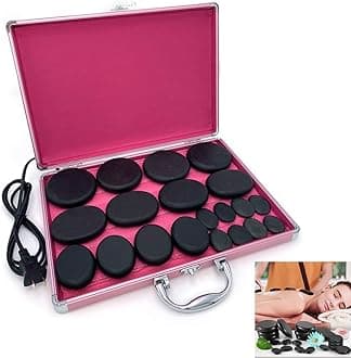 ZYTSHOP Massage Stone Warmer Set with 20 Warmer Basalt Massaging Rocks and Portable Heating Box for Spa Warming Therapy Massage