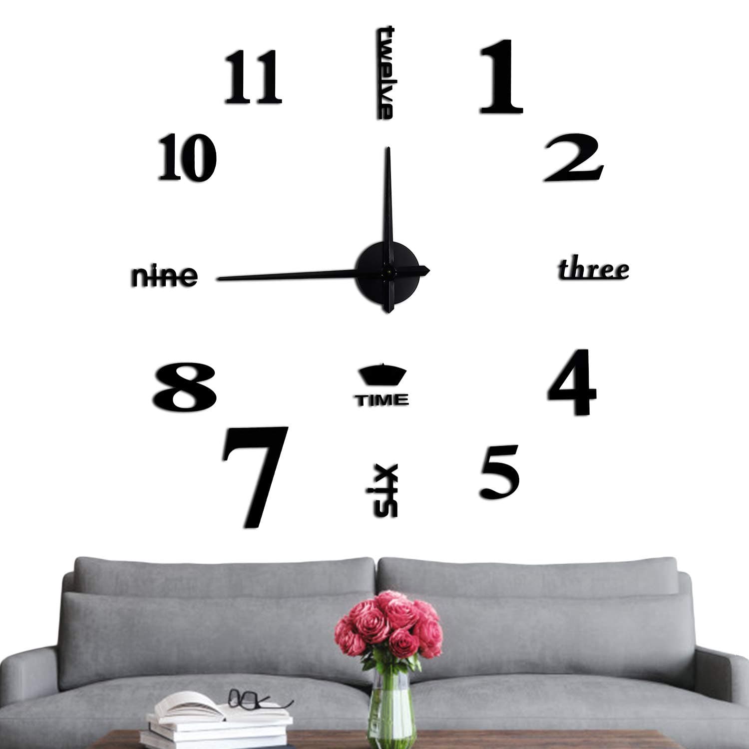Large Acrylic 3D Frameless Wall Clock Stickers DIY Wall Decoration for Living Room Bedroom