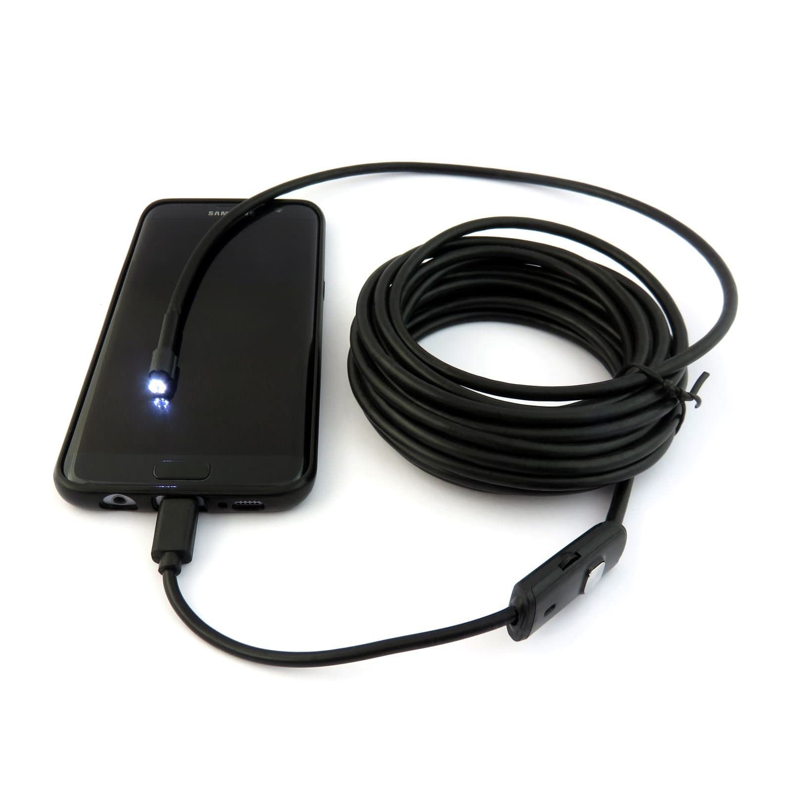 iXium 7mm Lens Micro USB Endoscope Inspection Camera Waterproof IP67 Snake Tube Cam 6 White LED for Android Phone (OTG) PC and Laptop - 1m Long