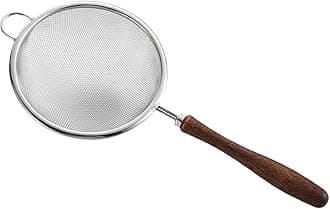 Strainers Fine Mesh | Extra Fine Mesh Strainer | Stainless Steel Reusable Handheld Sifter Skimmer with Wood Handle, for Cooking, Brewing, Frying, Loose Tea, Matcha, Rice Washing & Juicing