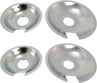 KITCHEN BASICS 101 Made in the USA 715877 and 715878 Replacement Range Cooktop Drip Pans for Jenn Air - Includes 2 6-Inch and 2 8-Inch Pans, 4 Pack