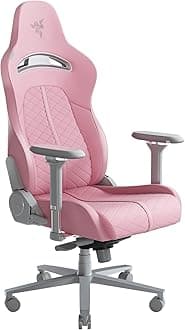 Enki Gaming Chair: All-Day Comfort - Built-in Lumbar Arch - Optimized Cushion Density - Dual-Textured, Eco-Friendly Synthetic Leather - Reactive Seat Tilt & 152-Degree Recline - Pink