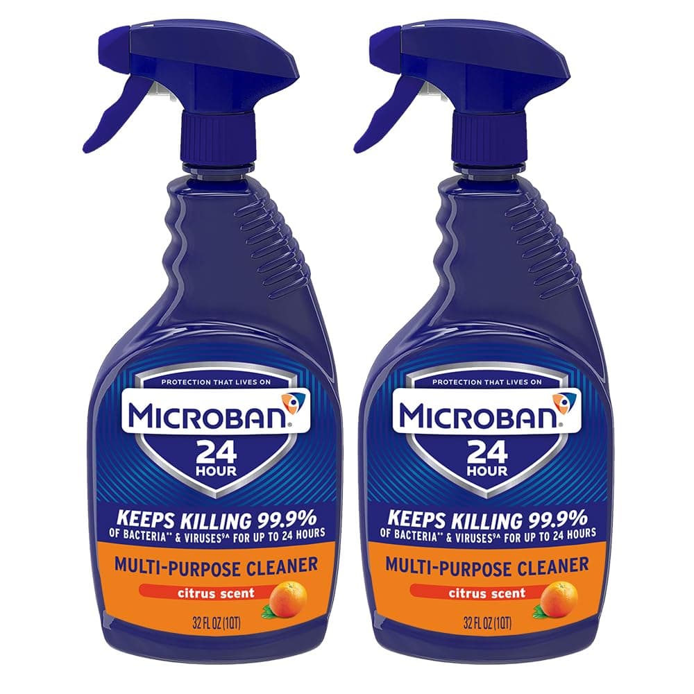 - Multi-Purpose Cleaner, 32 oz., 2 Pack, Citrus, Penetrates Soap Scum, Greasy Soils and Reduces Odors, Keeps Killing 99.9% of Bacteria and Viruses for up to 24 Hours