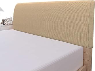 Easy-Going Stretch Bed Headboard Cover,Small Square Jacquard Headboard Slipcover, Dustproof Bed Head Cover for Bedroom (Twin,Sand)