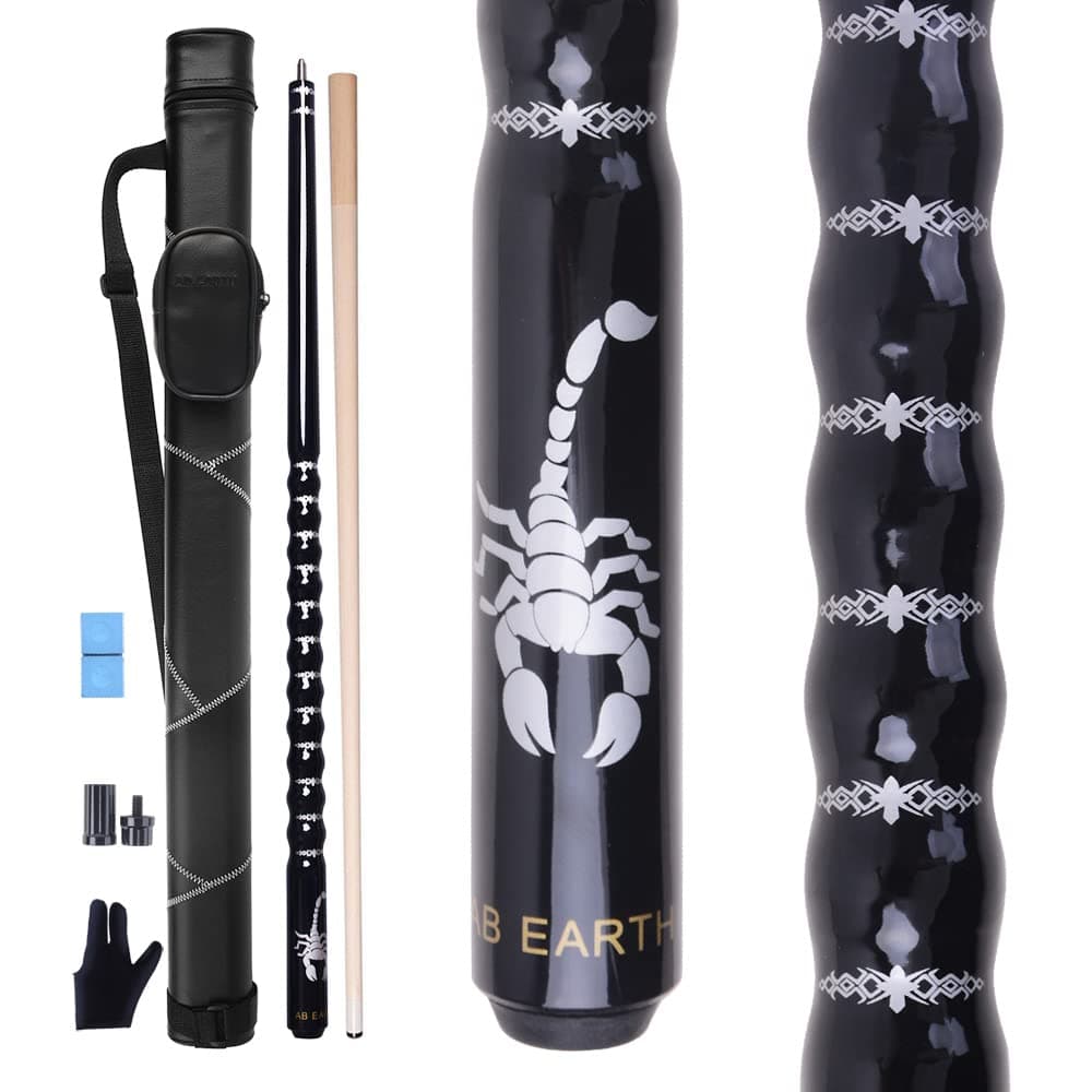 Ergonomic Design 13mm Tip 58" Maple Pool Cue Stick Kit with Hard Case